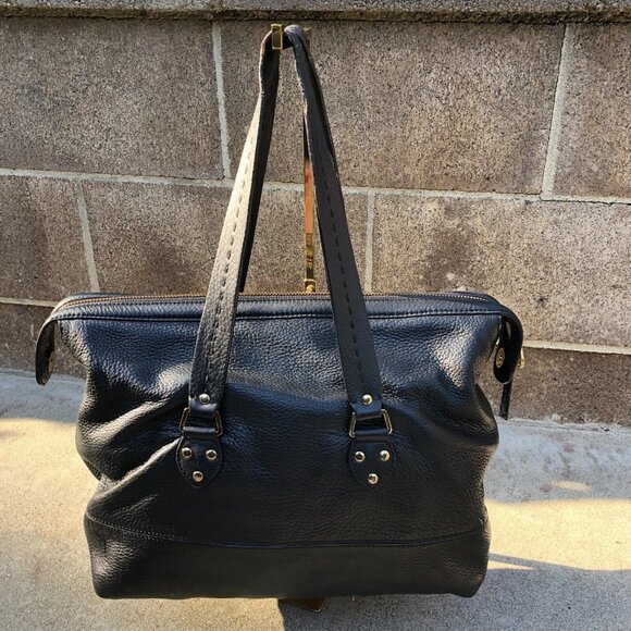 ISAAC MIZRAHI LIVE! Genuine Leather Purse Shoulder Handbag Satchel Black Women's - Picture 8 of 14